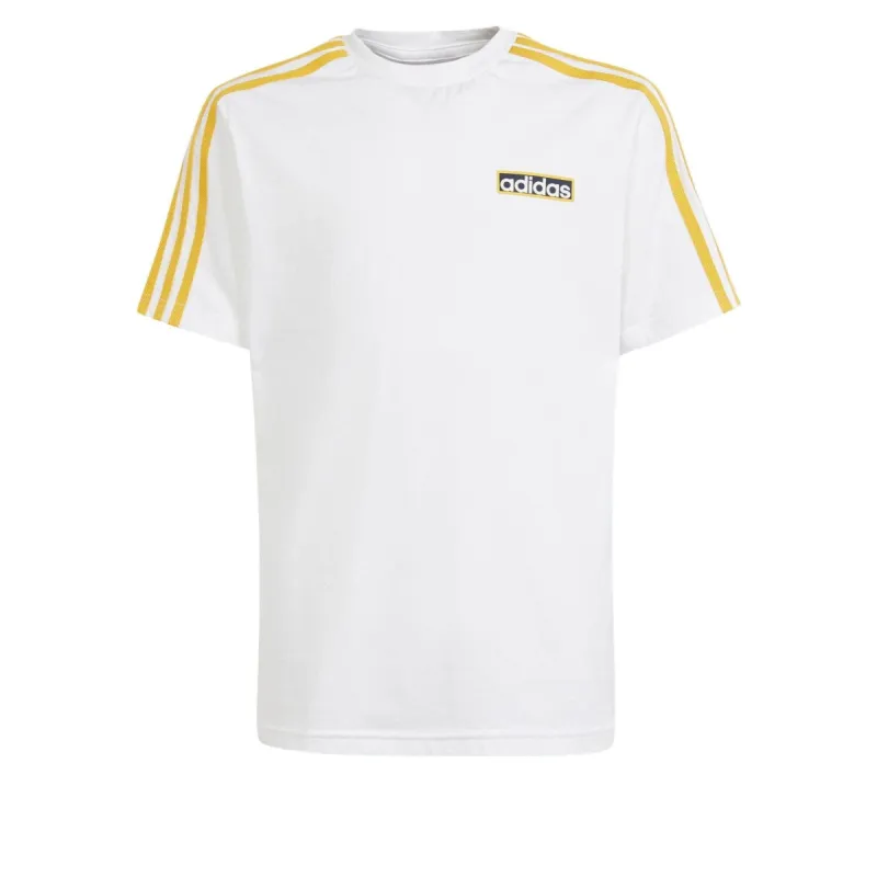 (GS) adidas Adibreak Graphic T-shirt 'White Yellow' IN2121 sold by KicksCrew