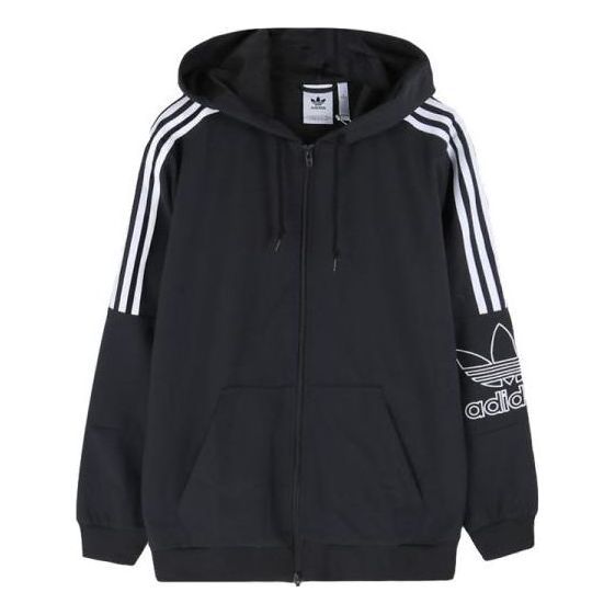 adidas originals Putline FullZip Hooded Jacket 'Black White' DX3853 sold by KicksCrew