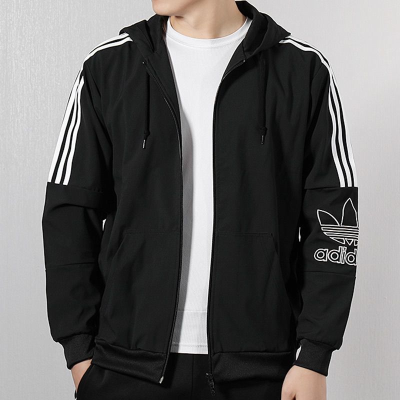 adidas originals Putline FullZip Hooded Jacket 'Black White' DX3853 sold by KicksCrew product image thumbnail 3