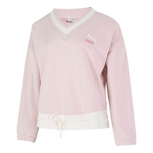 (WMNS) Puma Logo V neck Sweatshirt 'Pink' 537524-88 sold by KicksCrew