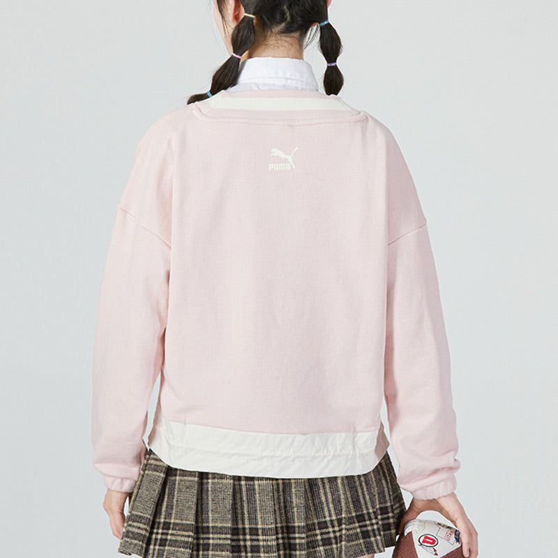 (WMNS) Puma Logo V neck Sweatshirt 'Pink' 537524-88 sold by KicksCrew product image thumbnail 4