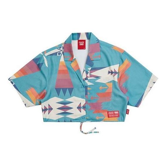 (WMNS) KITH x Coca-Cola Cropped Camp Collar 'Teal Multi' KHW3226-106 sold by KicksCrew