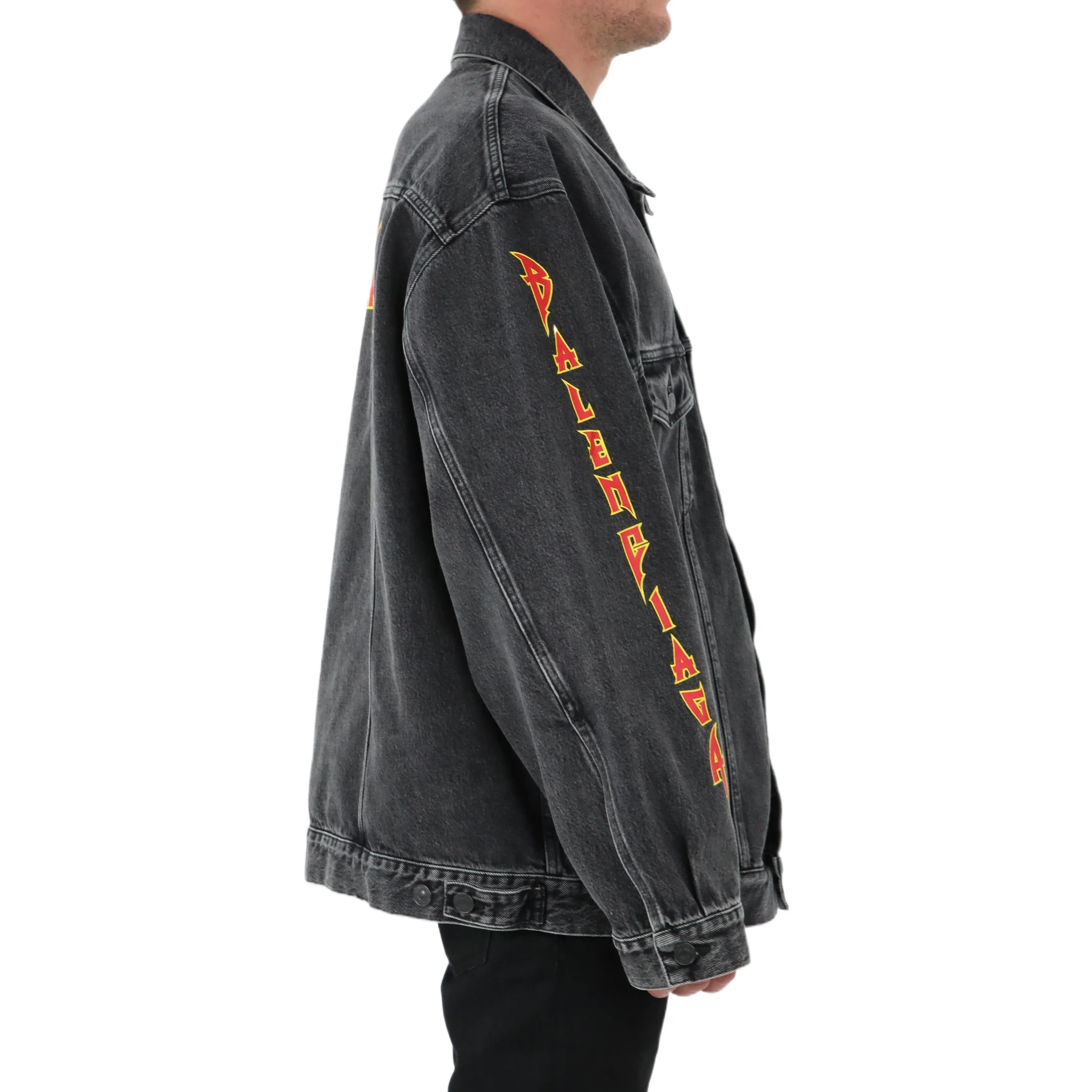 Balenciaga Metallica Oversized Denim Jacket 'Washed Black Orange' 694504TBP471055 sold by KicksCrew product image thumbnail 4