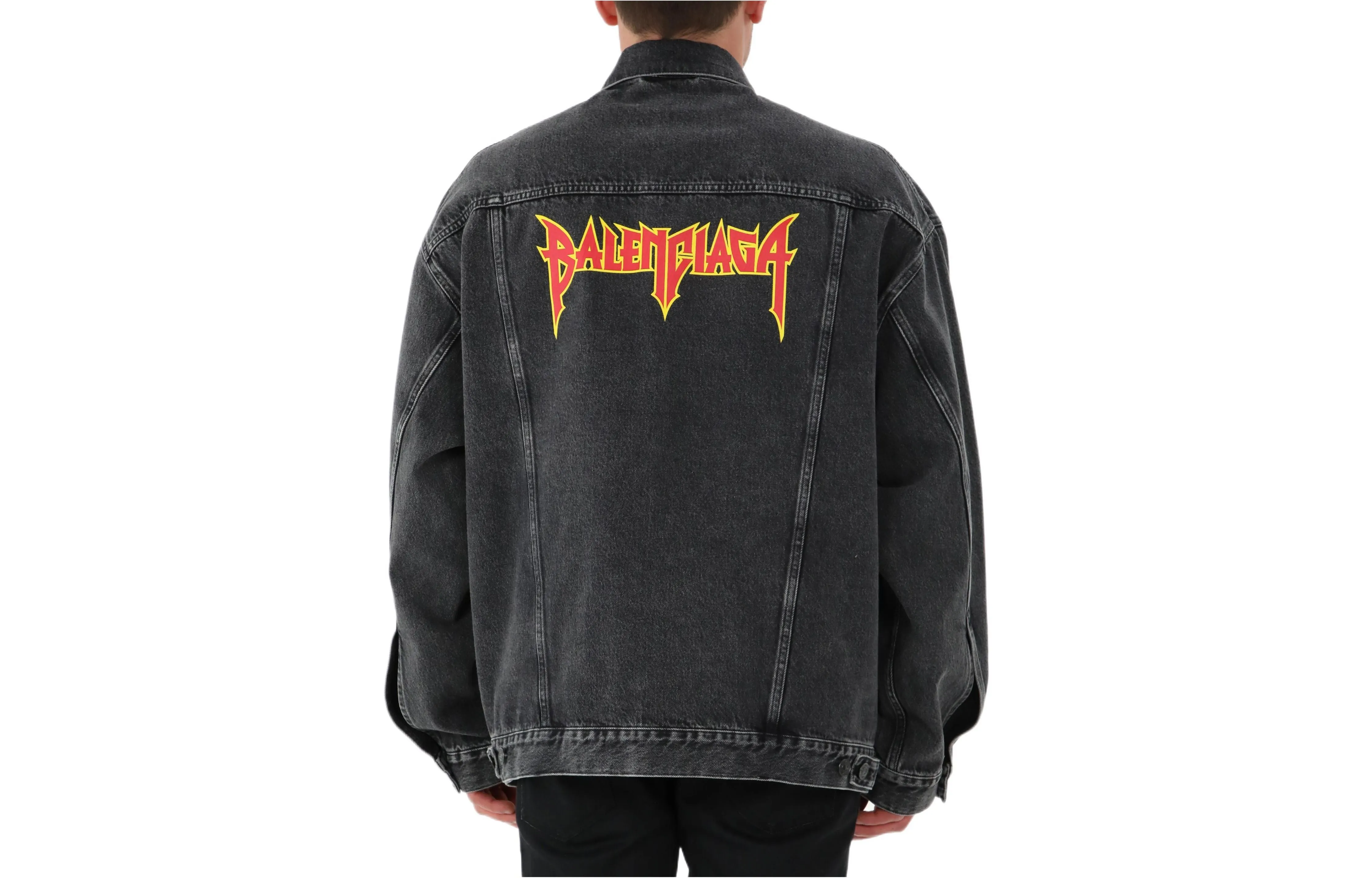 Balenciaga Metallica Oversized Denim Jacket 'Washed Black Orange' 694504TBP471055 sold by KicksCrew product image thumbnail 2
