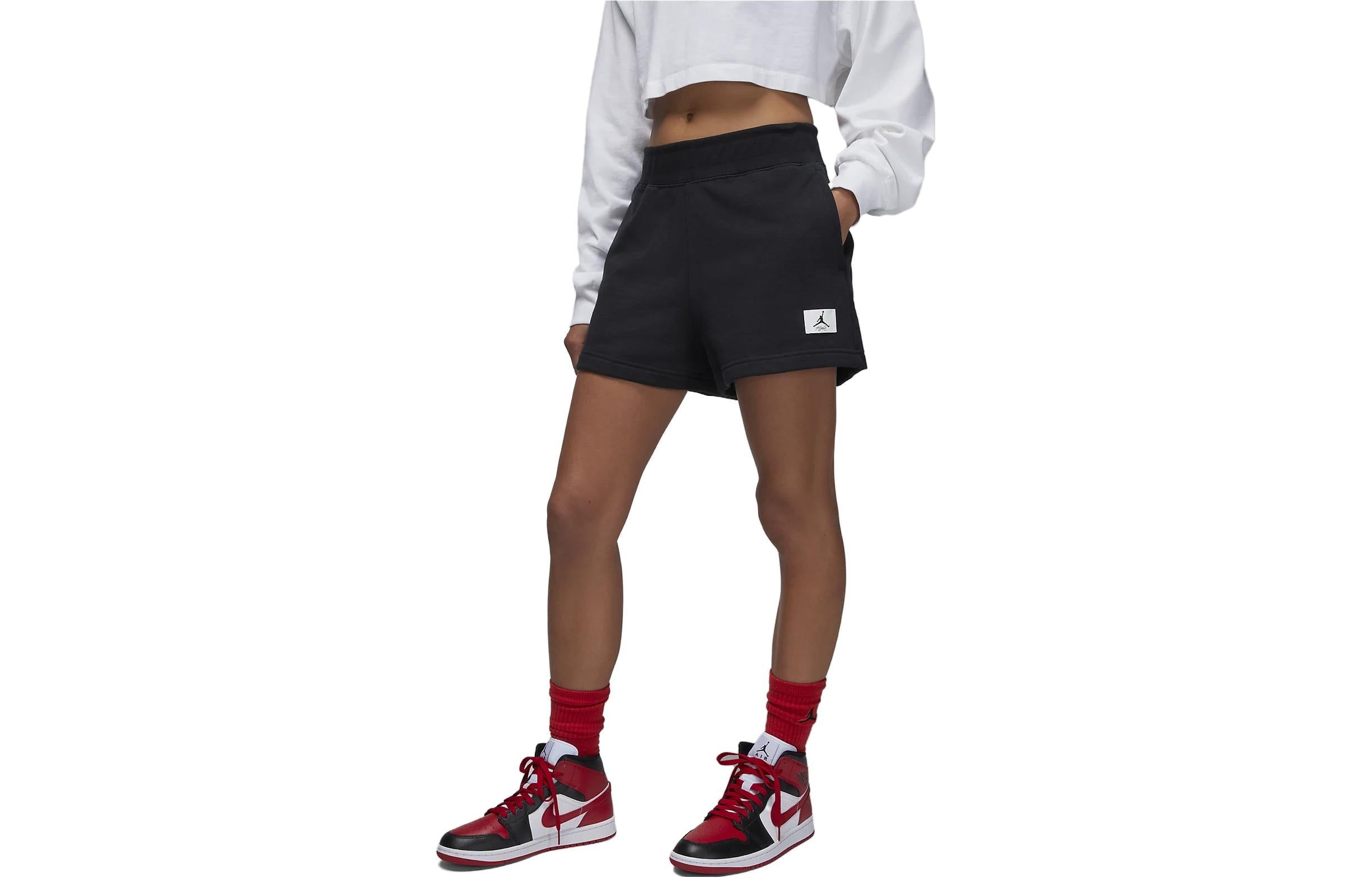 (WMNS) Air Jordan Flight Fleece Colour-Block Shorts 'Black' DX0391-010 sold by KicksCrew product image thumbnail 2