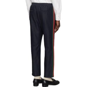Gucci Cotton Trouser With Web 'Navy Blue' 668500-Z8AQZ-4433 sold by KicksCrew