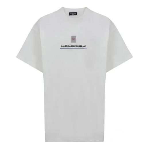 Balenciaga PDF Logo Oversized T-Shirt 'Off White' 676589TLVF79016 sold by KicksCrew