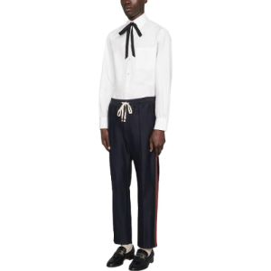 Gucci Cotton Trouser With Web 'Navy Blue' 668500-Z8AQZ-4433 sold by KicksCrew