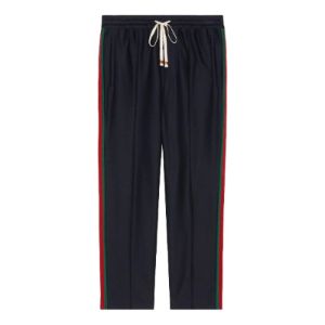 Gucci Cotton Trouser With Web 'Navy Blue' 668500-Z8AQZ-4433 sold by KicksCrew