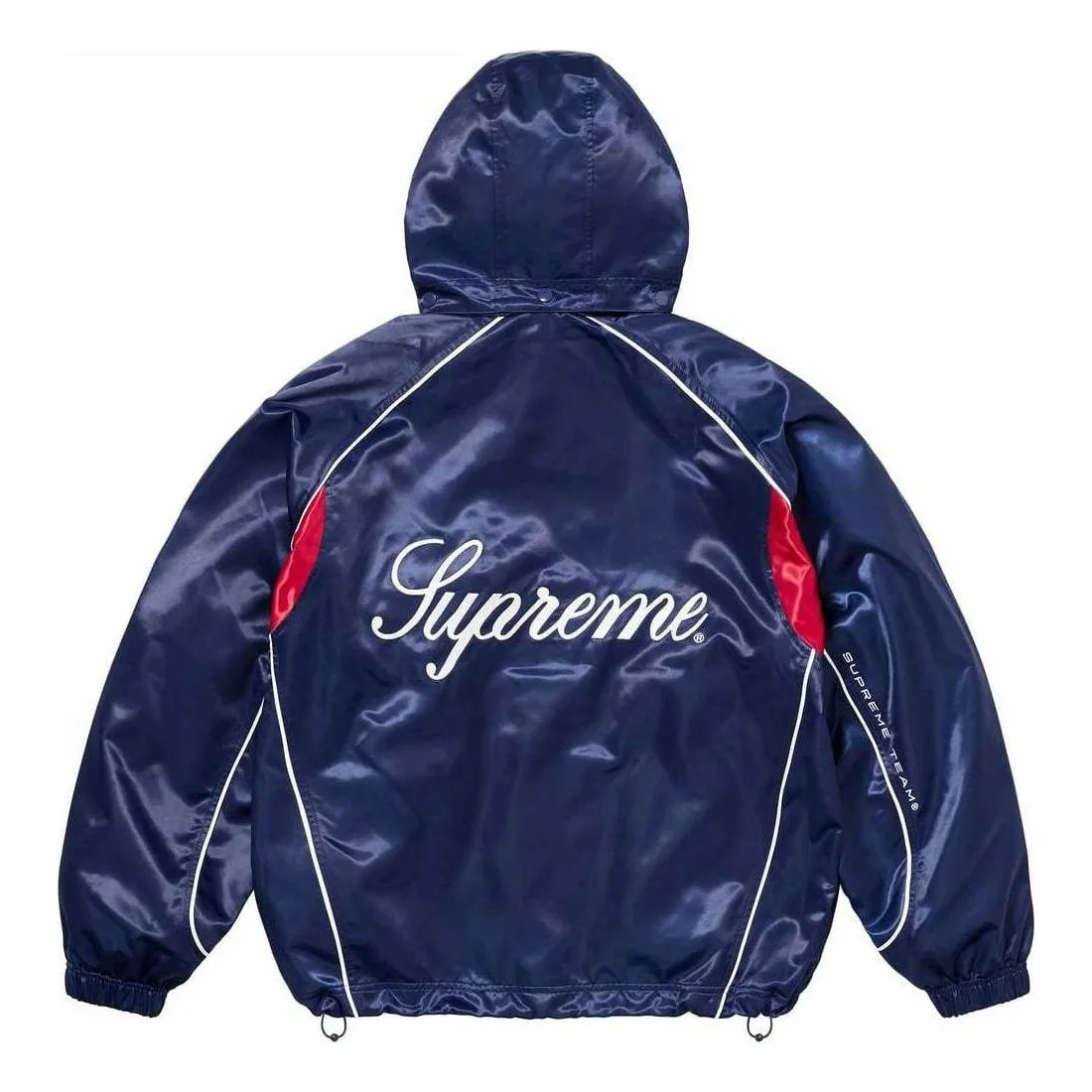 Supreme Satin Hooded Track Jacket 'Navy' SUP-SS24-022 sold by KicksCrew product image thumbnail 2