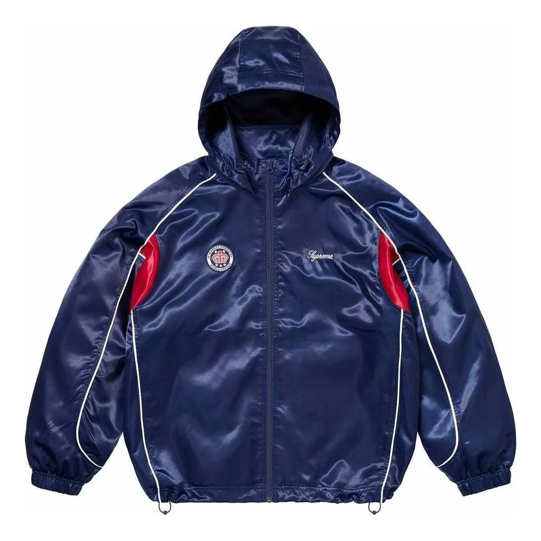 Supreme Satin Hooded Track Jacket 'Navy' SUP-SS24-022 sold by KicksCrew