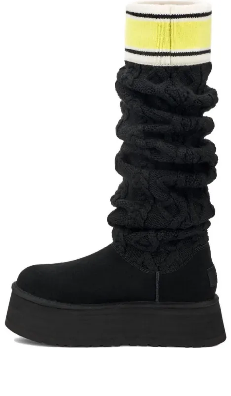 (WMNS) UGG Classic Sweater Letter Tall 2cm 'Black' 1144044-BLK sold by KicksCrew