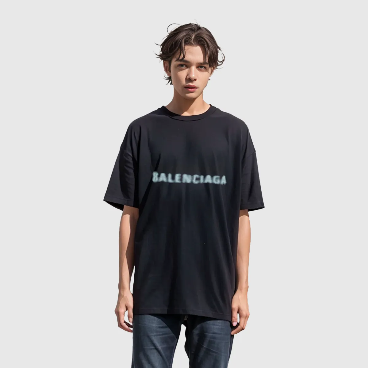 Balenciaga Blurred Logo T-Shirt 'Black Blue' 661705TKVD51070 sold by KicksCrew product image thumbnail 4
