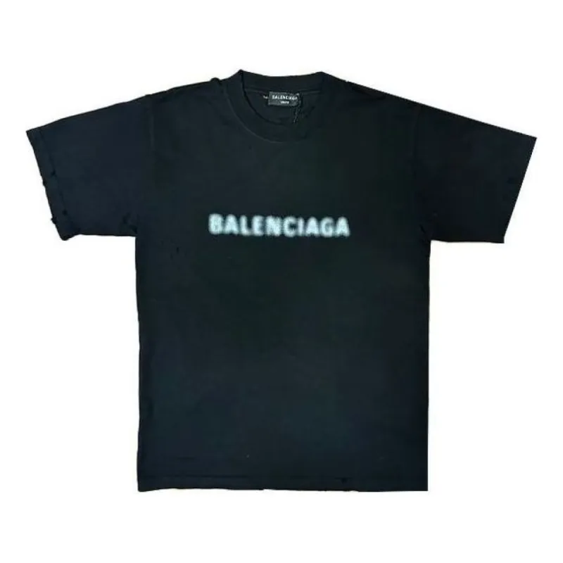 Balenciaga Blurred Logo T-Shirt 'Black Blue' 661705TKVD51070 sold by KicksCrew