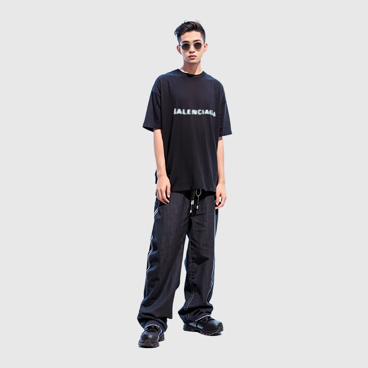 Balenciaga Blurred Logo T-Shirt 'Black Blue' 661705TKVD51070 sold by KicksCrew product image thumbnail 3