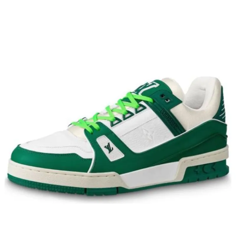 LOUIS VUITTON Trainer Sneakers 'White Green' 1A8125 sold by KicksCrew