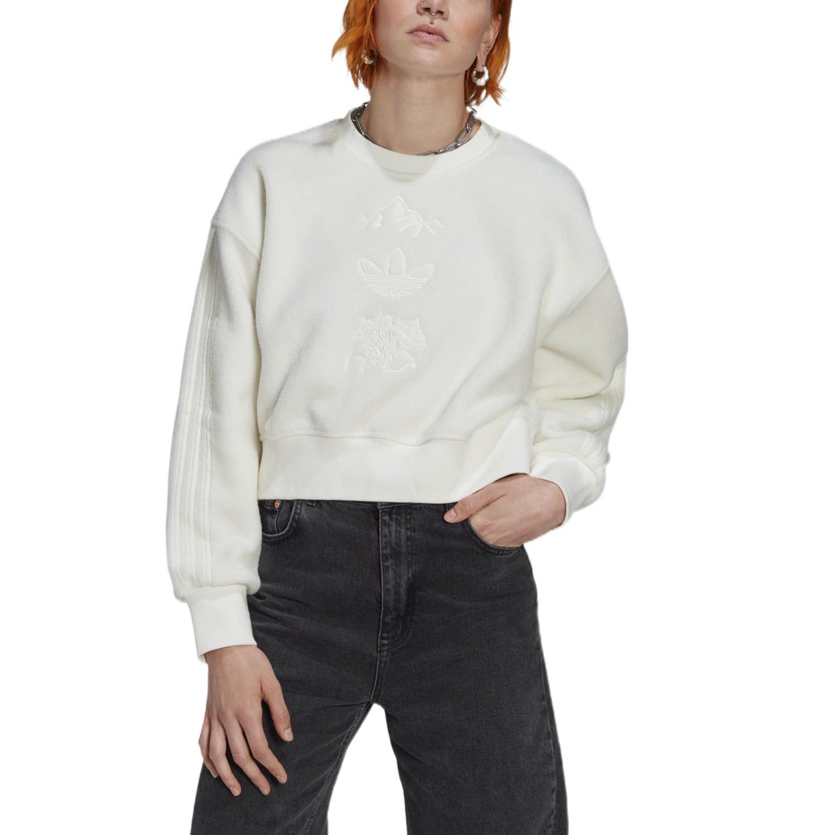 (WMNS) Adidas Originals Graphic Polar Fleece Sweatshirts 'White' HM1608 sold by KicksCrew product image thumbnail 3