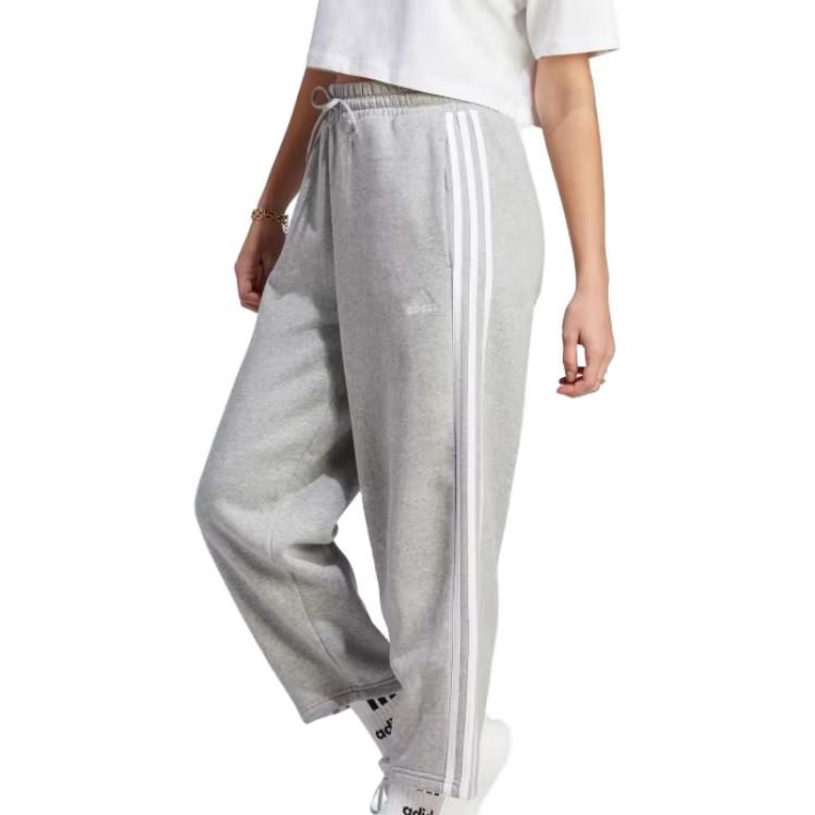 Adidas Essentials 3-Stripes Open Hem Fleece Pants 'Grey' IM0247 sold by KicksCrew product image thumbnail 4