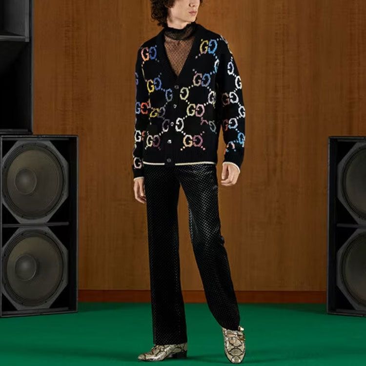 Gucci GG Wool Jacquard Cardigan 'Black' 694776-XKCD4-1152 sold by KicksCrew product image thumbnail 2