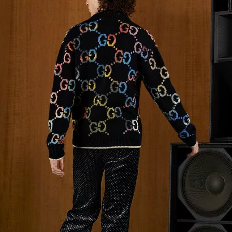 Gucci GG Wool Jacquard Cardigan 'Black' 694776-XKCD4-1152 sold by KicksCrew product image thumbnail 3