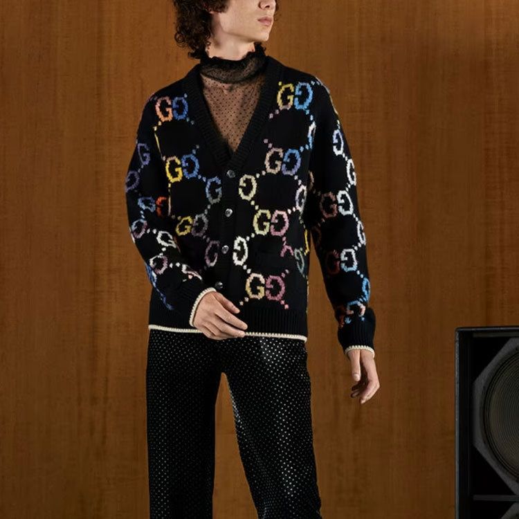 Gucci GG Wool Jacquard Cardigan 'Black' 694776-XKCD4-1152 sold by KicksCrew product image thumbnail 4