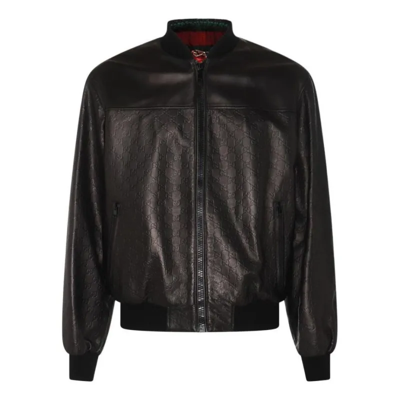 Gucci GG Embossed Leather Bomber Jacket 'Black' 764861-XNA0D-1000 sold by KicksCrew