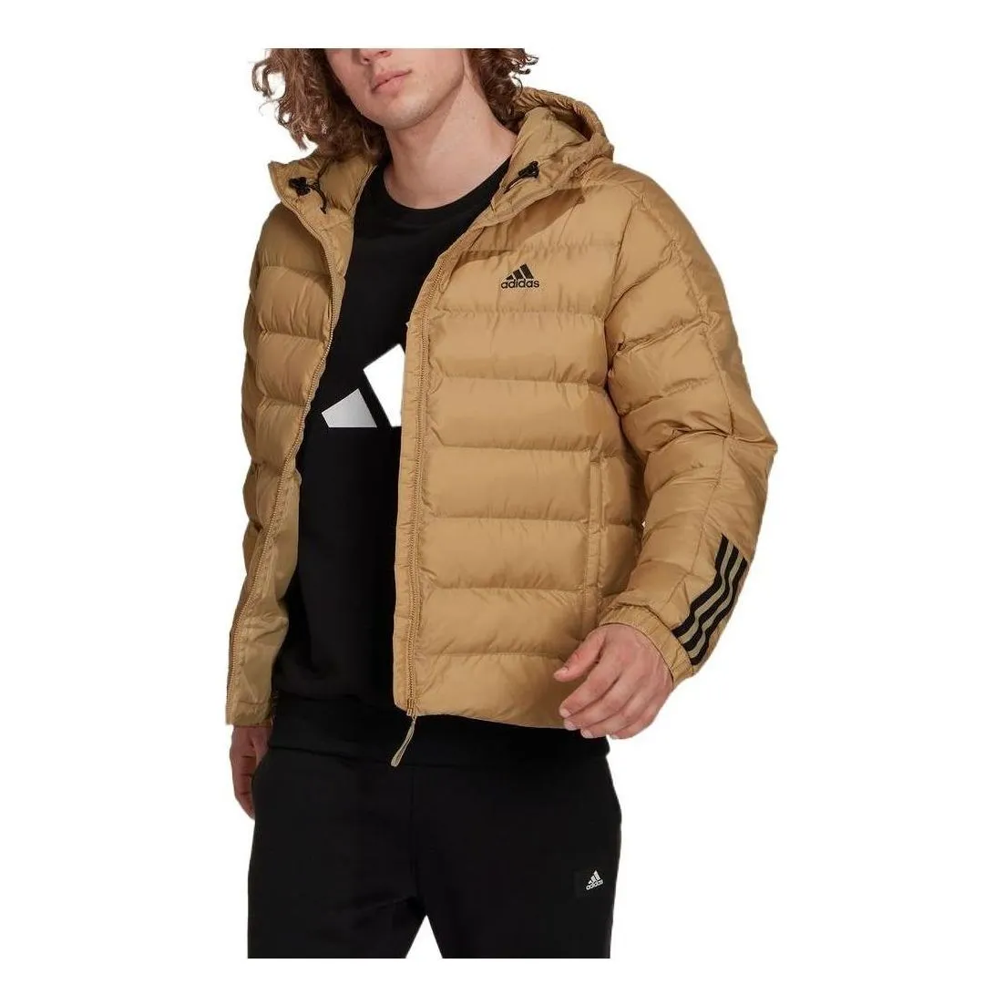 adidas Midweight Hooded Padding Down Jacket 'Beige' GT1676 sold by KicksCrew product image thumbnail 2