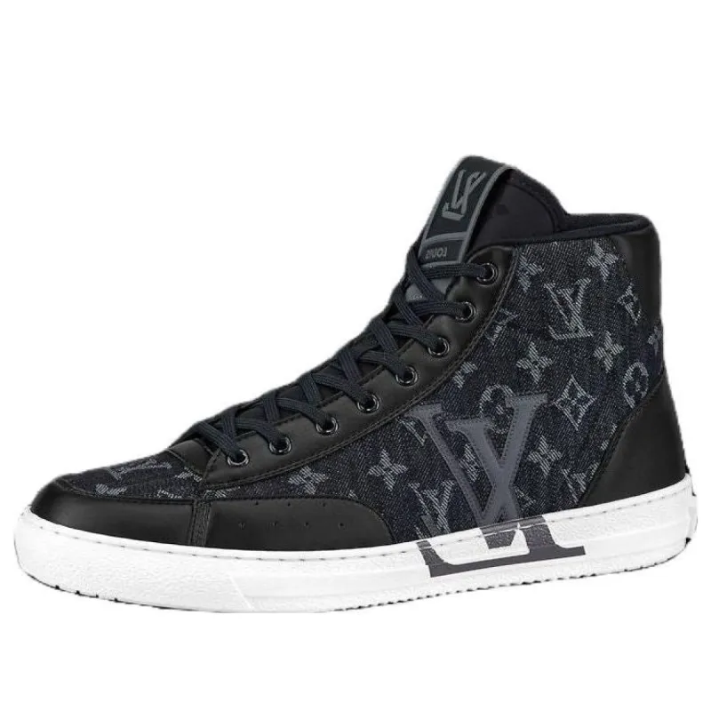 LOUIS VUITTON Charlie Ankle Sneakers 'Black Denim Monogram' 1AARCC sold by KicksCrew