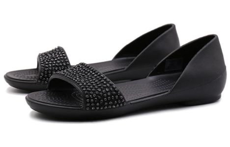 (WMNS) Crocs Lina Embellished D'Orsay Flat 'black' 204361-060 sold by KicksCrew