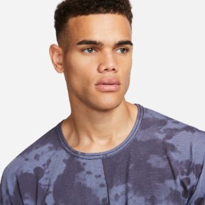 Nike Dri-FIT Allover Print Short-Sleeve Yoga Top 'Gridiron Diffused Blue' DX0922-015 sold by KicksCrew