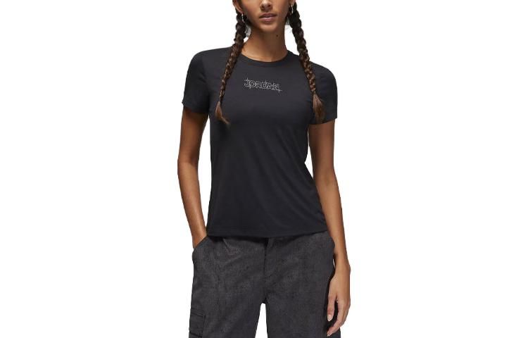 (WMNS) Air Jordan Slim Graphic T-Shirt 'Black' FD7241-010 sold by KicksCrew product image thumbnail 2