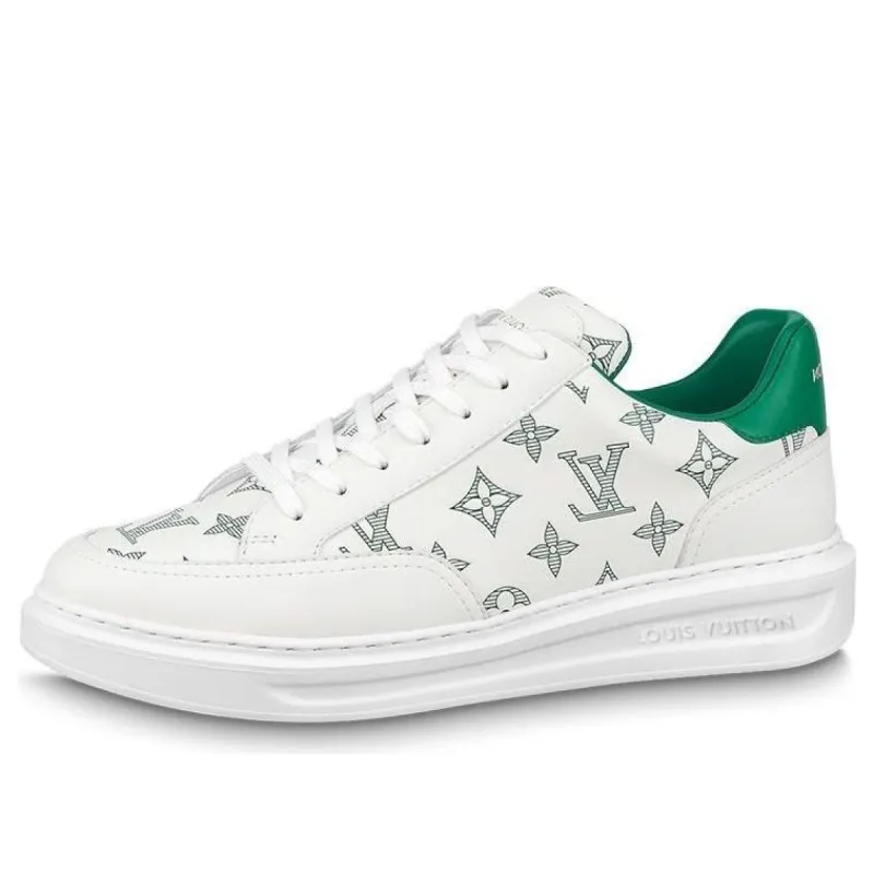 LOUIS VUITTON Beverly Hills Sneakers 'White Green Monogram' 1ABMDN sold by KicksCrew