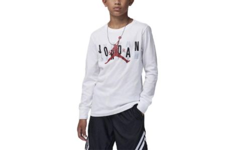 (GS) Air Jordan Scramble Long Sleeve T-Shirt 'White' 95C680-001 sold by KicksCrew