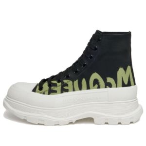 Alexander McQueen Tread Slick Lace-up High Top Shoes 'Black White' 777960WIAT61680 sold by KicksCrew