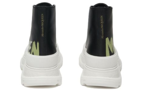 Alexander McQueen Tread Slick Lace-up High Top Shoes 'Black White' 777960WIAT61680 sold by KicksCrew