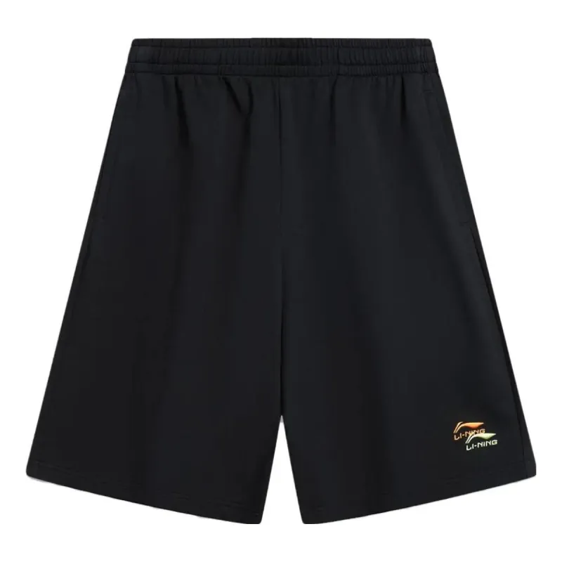 Li-Ning Double Embroidered Logo Shorts 'Black' AKST745-1 sold by KicksCrew