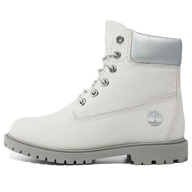 (WMNS) Timberland Heritage 6 Inch Boots 'White Nubuck and Silver' A5MA8143 sold by KicksCrew