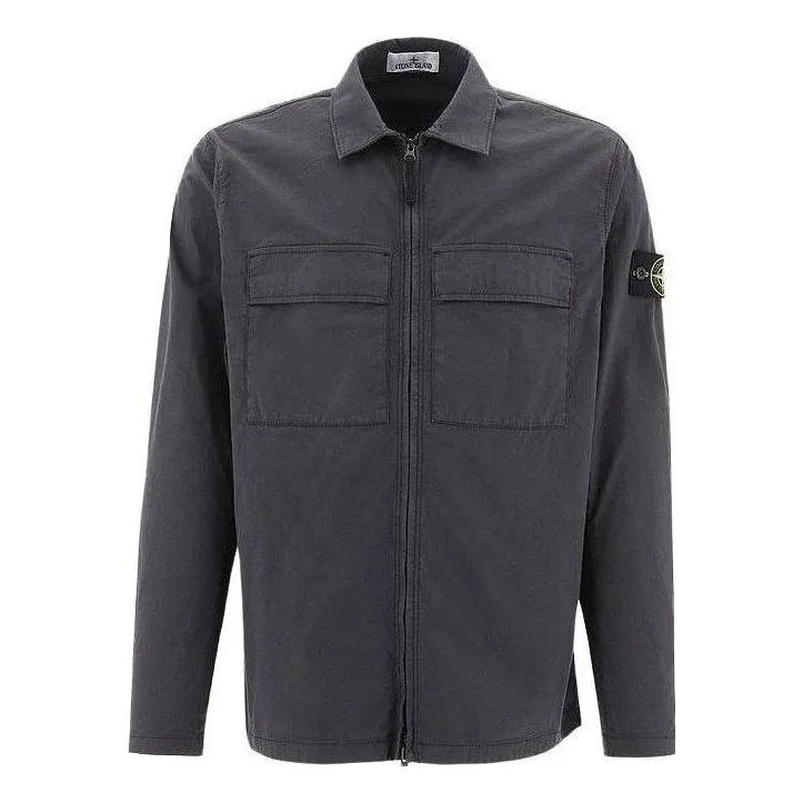STONE ISLAND Stretch Overshirt 'Charcoal' 781510210-V0065 sold by KicksCrew