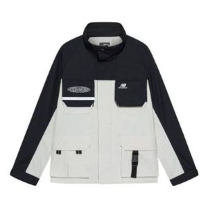 New Balance Windproof Hooded Cargo Jacket 'Black White' NAA3N011-BEI sold by KicksCrew
