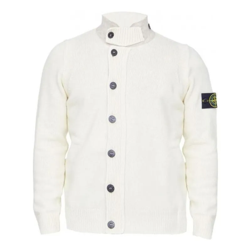 STONE ISLAND Patch High Neck Cardigan 'Beige' 7715547A3-V0099 sold by KicksCrew