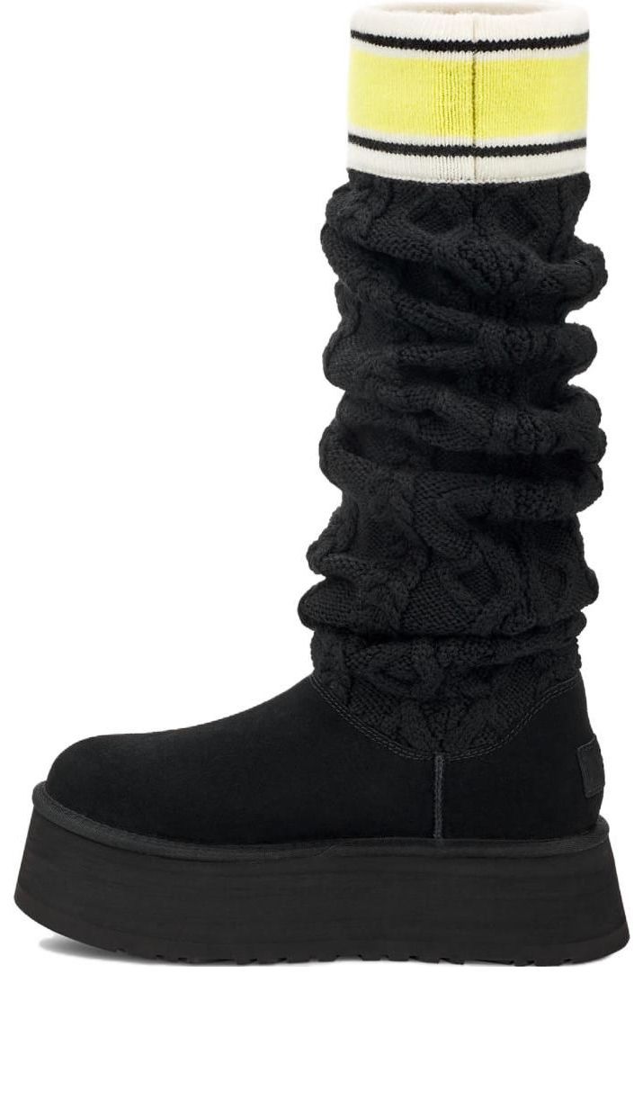 (WMNS) UGG Classic Sweater Letter Tall 2cm 'Black' 1144044-BLK sold by KicksCrew