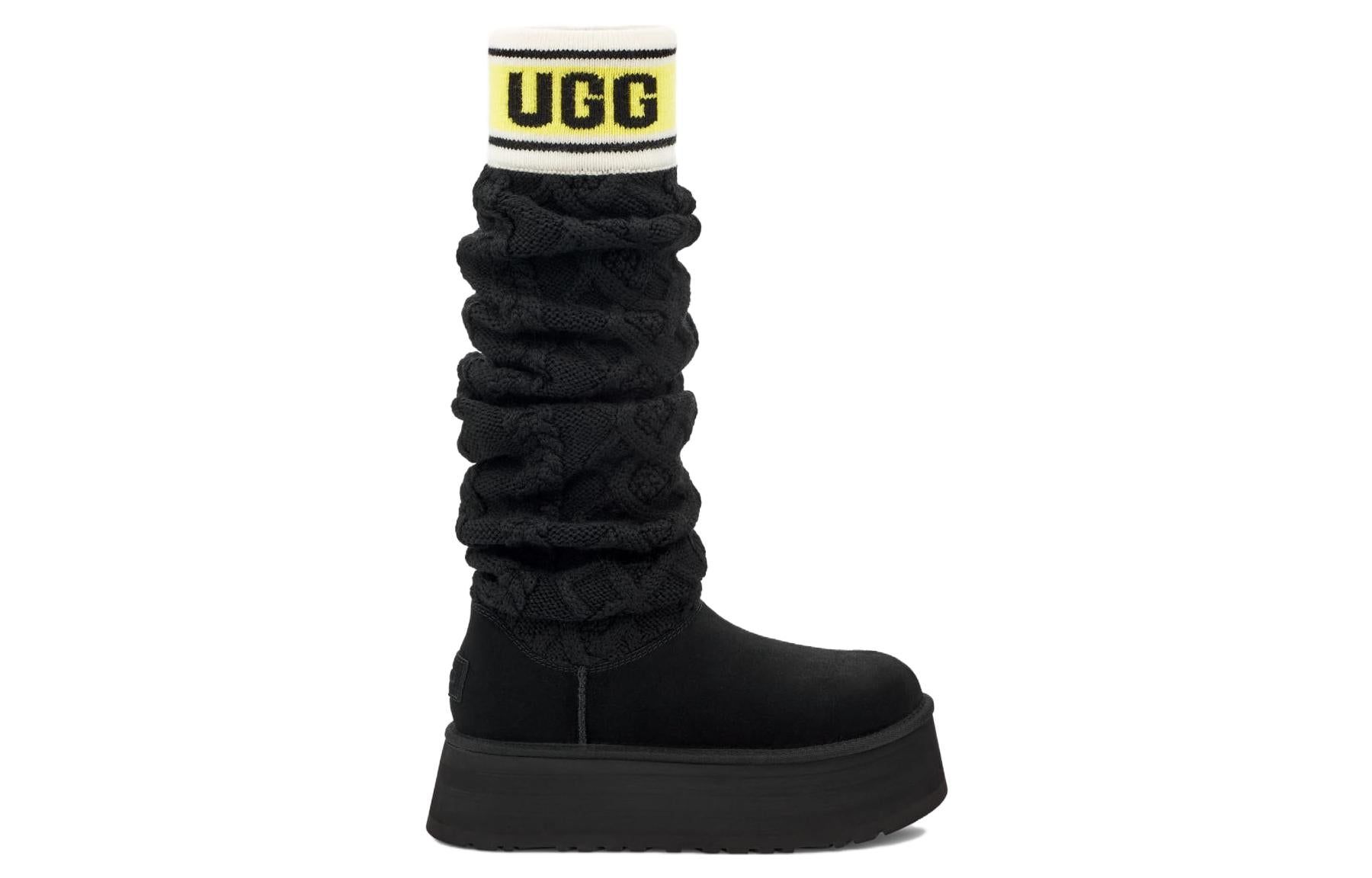 (WMNS) UGG Classic Sweater Letter Tall 2cm 'Black' 1144044-BLK sold by KicksCrew product image thumbnail 2
