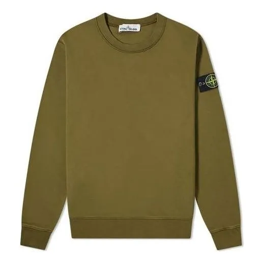 STONE ISLAND Garment Dyed Crew Sweatshirt 'Olive' 741563051-V0058 sold by KicksCrew