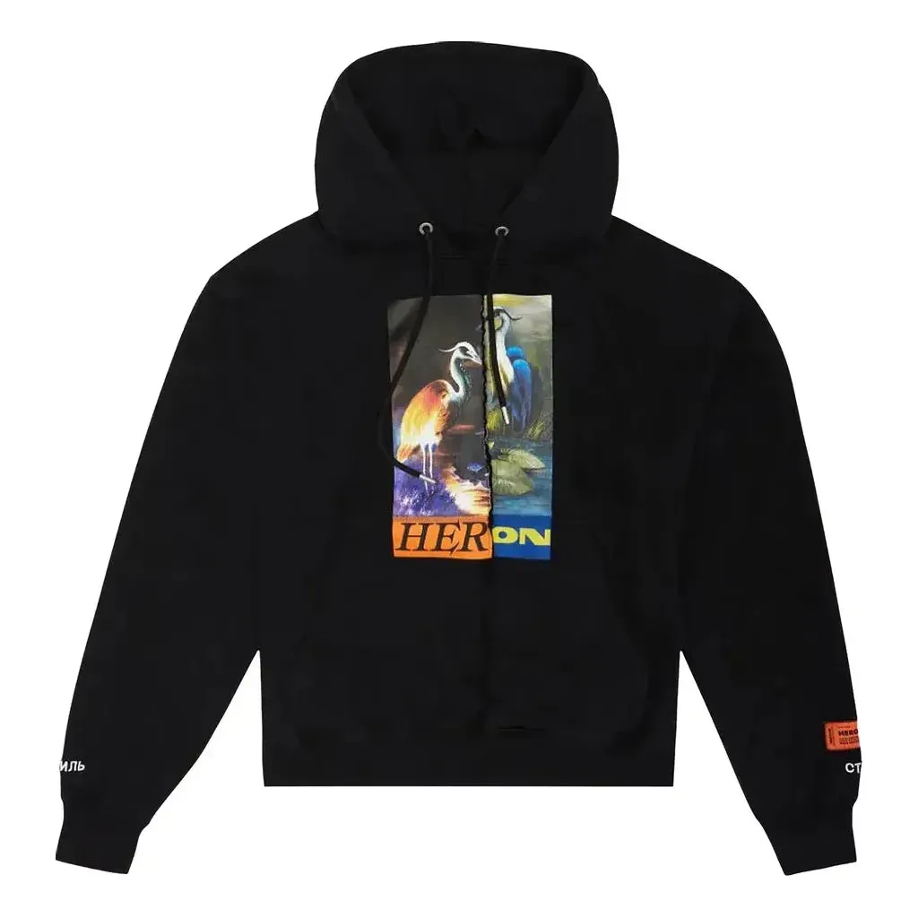 HERON PRESTON FW21 Split Herons Hoodie 'Black' HMBB021F21JER0011022 sold by KicksCrew