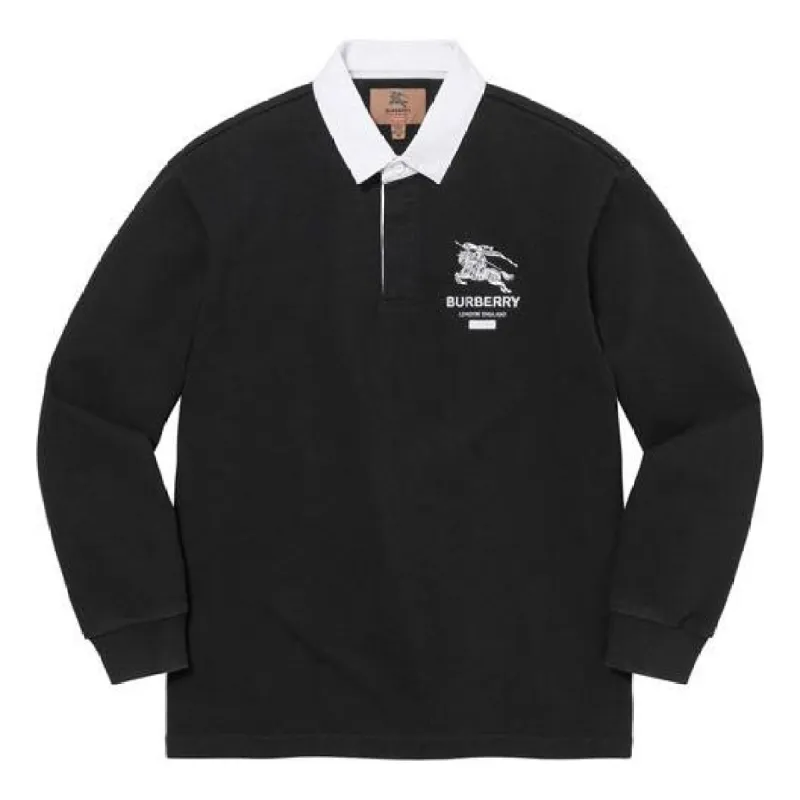 Supreme x Burberry Rugby Polo 'Black White' SUP-SS22-130 sold by KicksCrew
