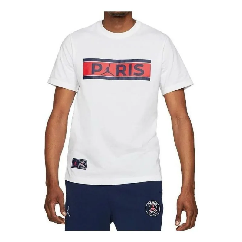 Air Jordan x Paris Saint Germain Block Logo T-shirt 'White' DB6510-100 sold by KicksCrew