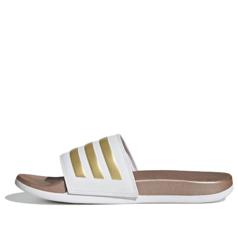 (WMNS) adidas Adilette Comfort Slide 'White Matte Gold' H03618 sold by KicksCrew