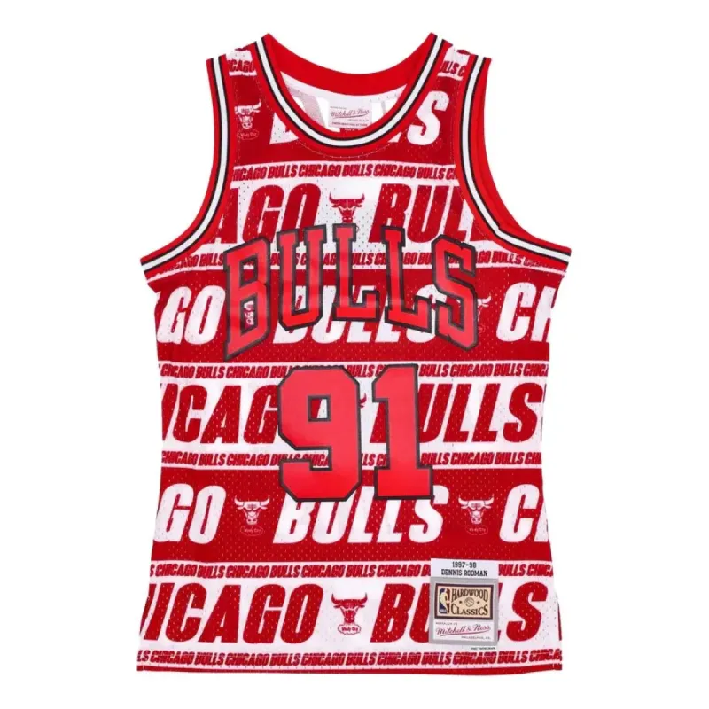 Mitchell & Ness x NBA Chicago Bulls 1997-98 Teamwrap Swingman Jersey 'Dennis Rodman 91' TFSM4778-CBU97DRDRED1 sold by KicksCrew