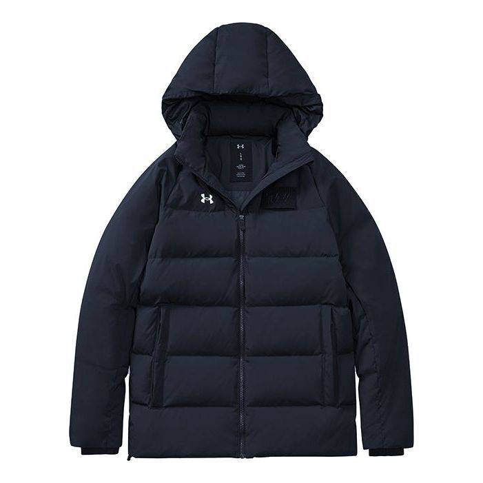 (WMNS) Under Armour Logo Training Hooded Down Jacket 'Black White' 21600801-001 sold by KicksCrew