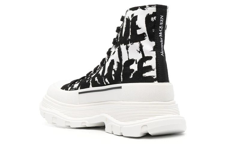 (WMNS) Alexander McQueen McQueen Graffiti Tread Slick Boots 'White Black' 708089W4TG49356 sold by KicksCrew product image thumbnail 4
